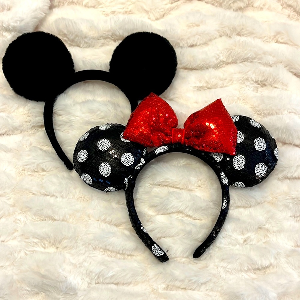 Set of 2 | GUC Mickey & Minnie Mouse Ear Headbands | Disney